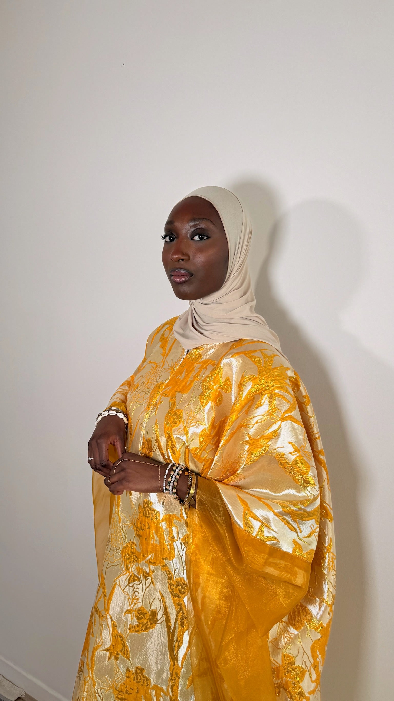 ABAYA BROCARD ORGANZA - Jaune